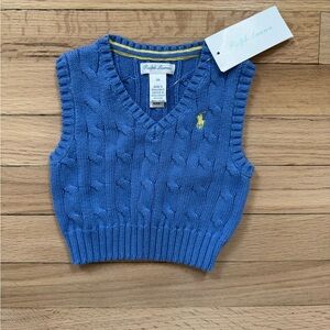 Ralph Lauren Baby Boys Blue Cable Knit Sweater Vest 3 months NWT